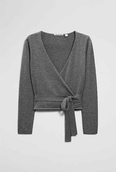 Merino Button Detail Wrap Knit