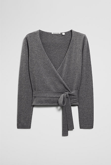 Merino Button Detail Wrap Knit