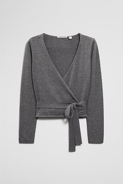 Merino Button Detail Wrap Knit