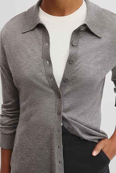 Merino Long Sleeve Knit Shirt