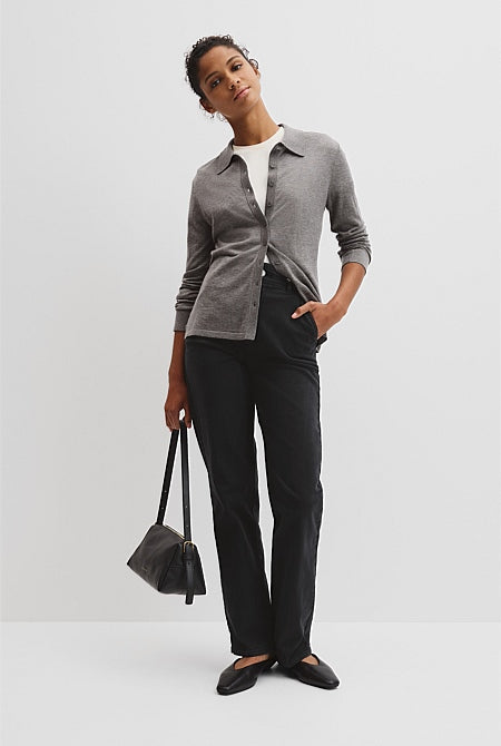 Merino Long Sleeve Knit Shirt