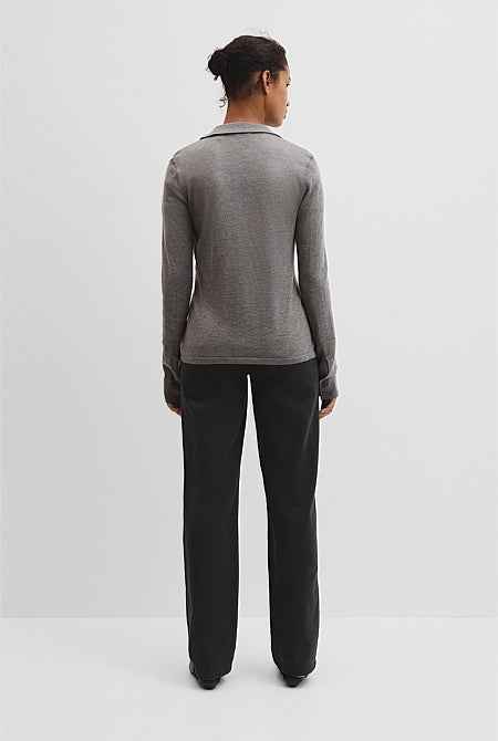 Merino Long Sleeve Knit Shirt