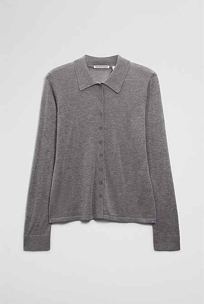 Merino Long Sleeve Knit Shirt