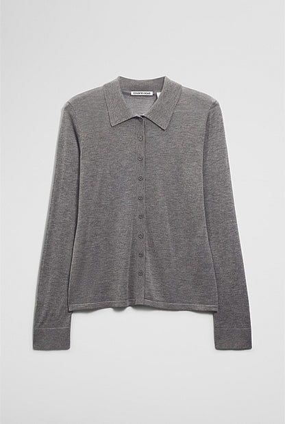 Merino Long Sleeve Knit Shirt