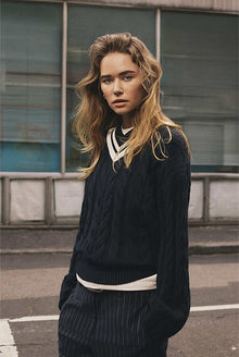 V-Neck Cable Knit