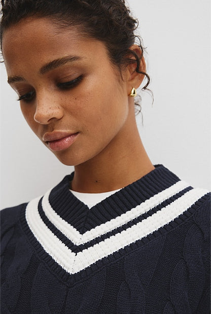 V-Neck Cable Knit