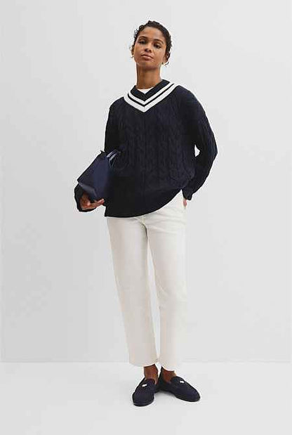 V-Neck Cable Knit