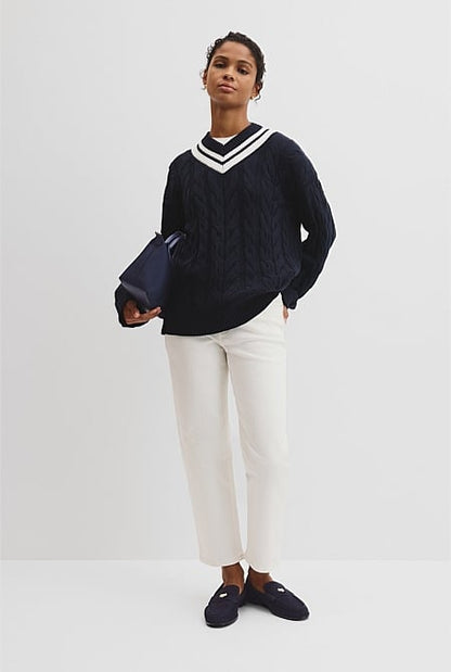 V-Neck Cable Knit