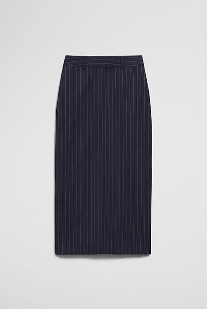 Wool Blend Tailored Pinstripe Column Skirt
