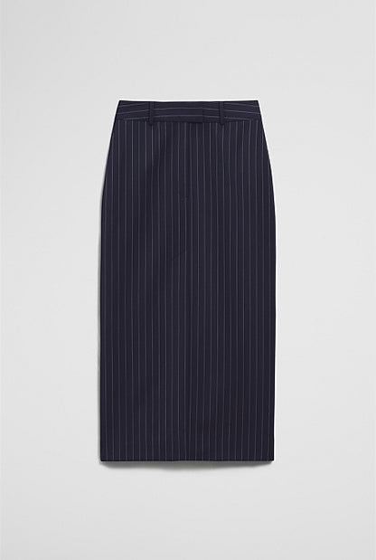 Wool Blend Tailored Pinstripe Column Skirt