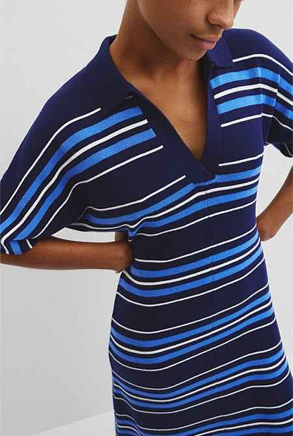 Australian Merino Stripe Polo Knit Dress