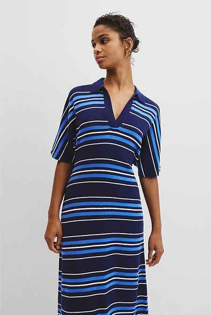 Australian Merino Stripe Polo Knit Dress