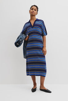 Australian Merino Stripe Polo Knit Dress