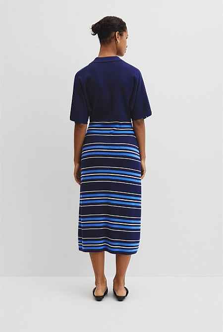 Australian Merino Stripe Polo Knit Dress