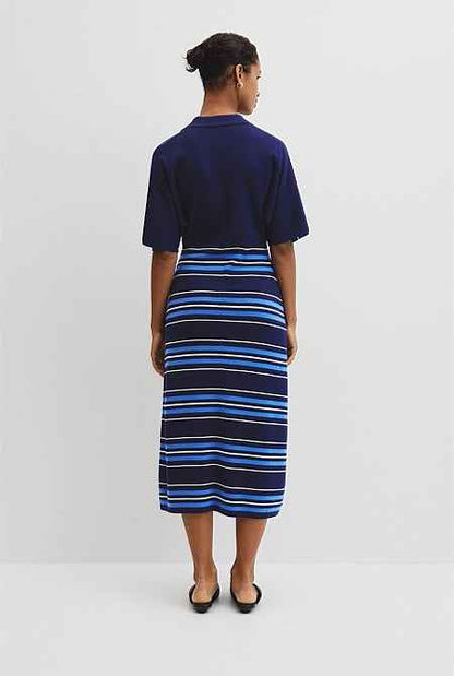 Australian Merino Stripe Polo Knit Dress