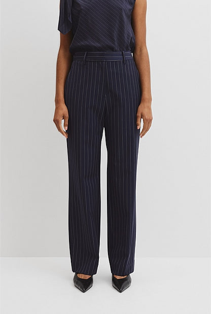 Wool Blend Tailored Straight Pinstripe Pant