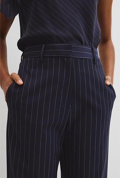 Wool Blend Tailored Straight Pinstripe Pant