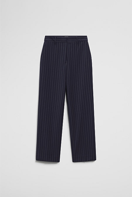 Wool Blend Tailored Straight Pinstripe Pant