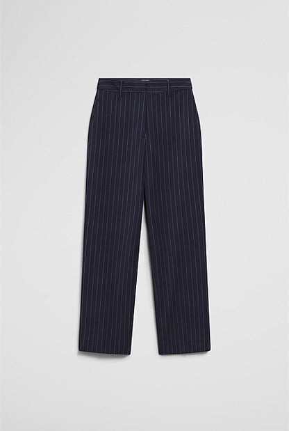 Wool Blend Tailored Straight Pinstripe Pant