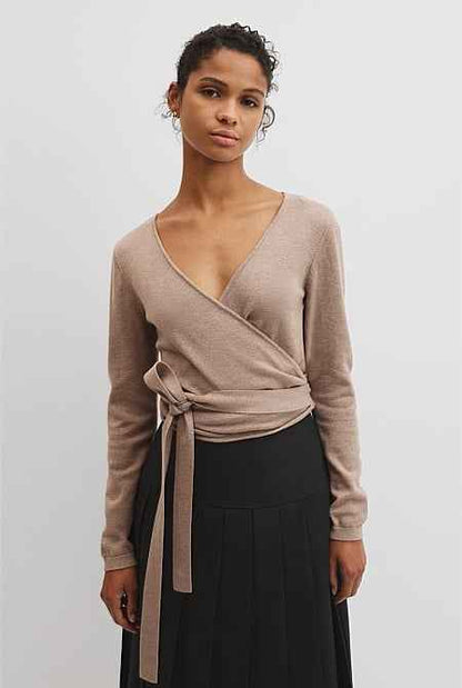 Merino Button Detail Wrap Knit