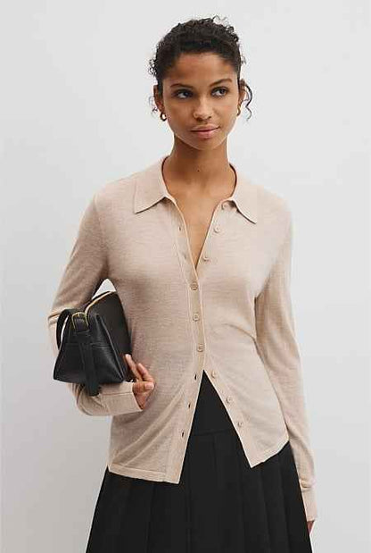 Merino Long Sleeve Knit Shirt