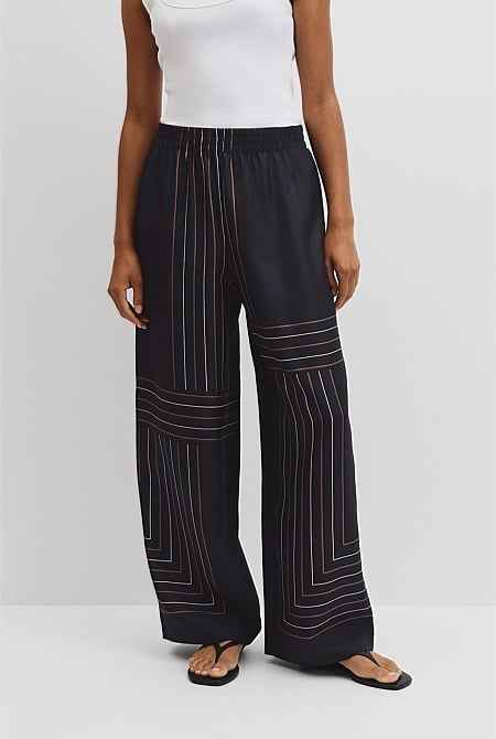 Scarf Stripe Washable Silk Pant