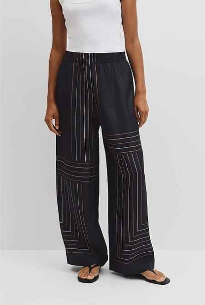 Scarf Stripe Washable Silk Pant