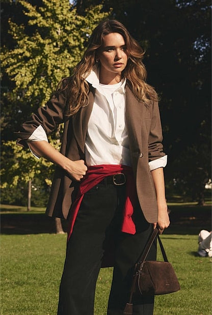 Wool Blend Cross Over Blazer