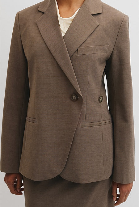Wool Blend Cross Over Blazer