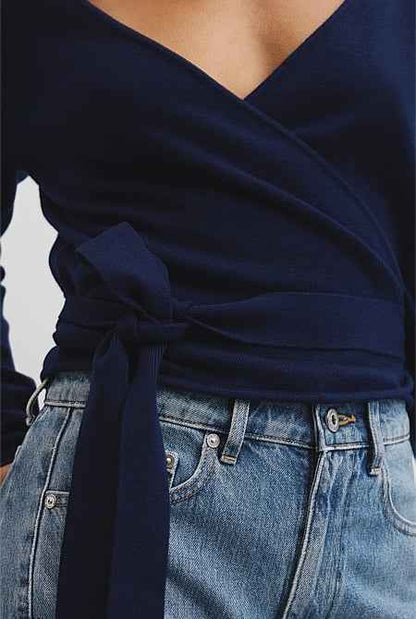 Merino Button Detail Wrap Knit