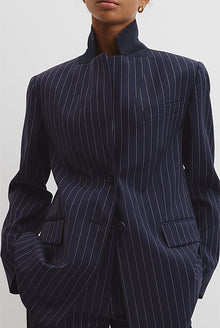 Wool Blend Classic Pinstripe Blazer