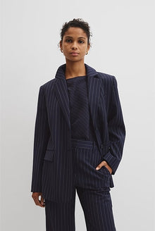 Wool Blend Classic Pinstripe Blazer