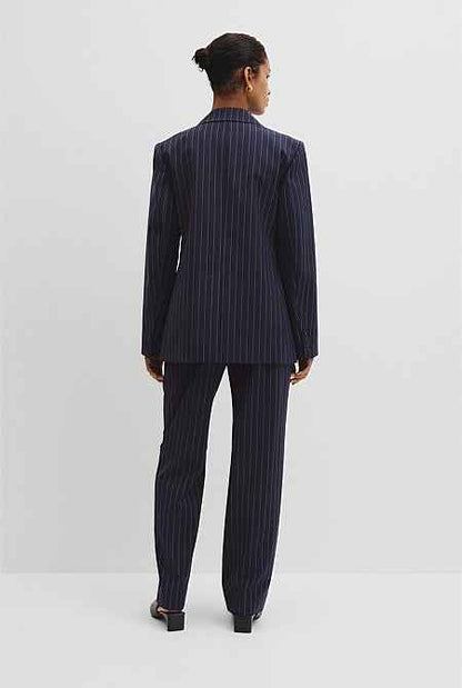 Wool Blend Classic Pinstripe Blazer