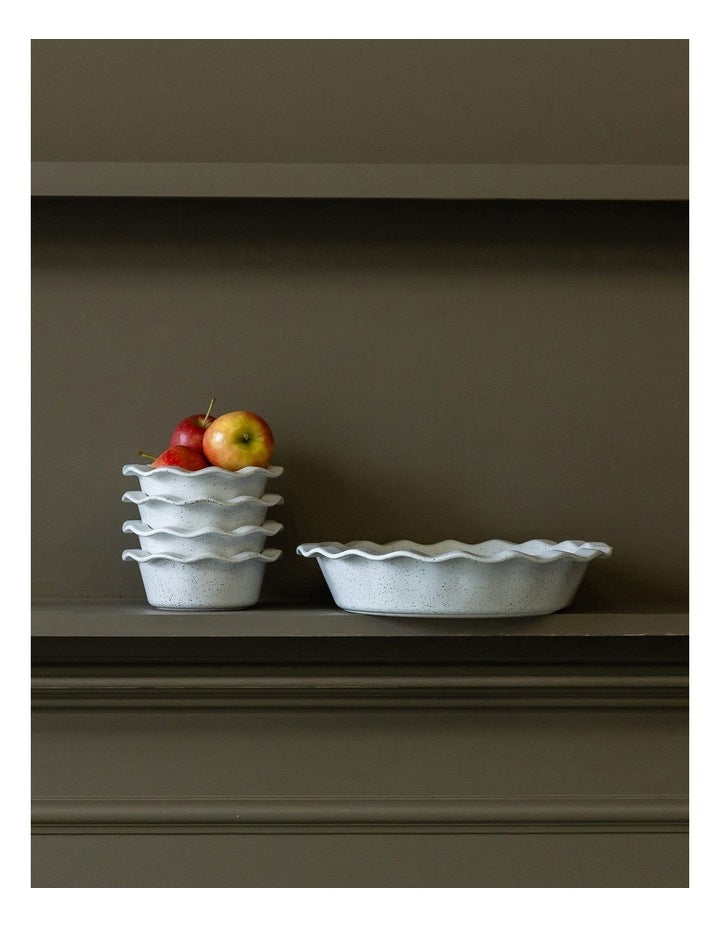 Natural Home Family Pie Dish in White Speckle