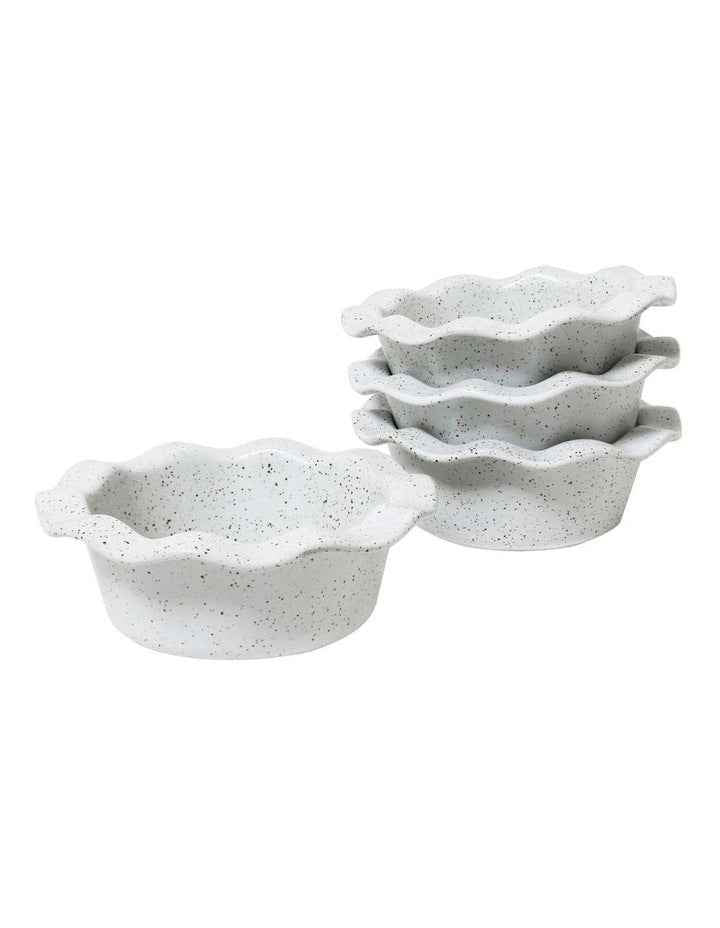 Natural Home Mini Pie Dish Set of 4 in White Speckle