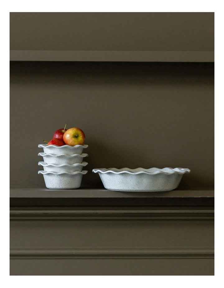 Natural Home Mini Pie Dish Set of 4 in White Speckle