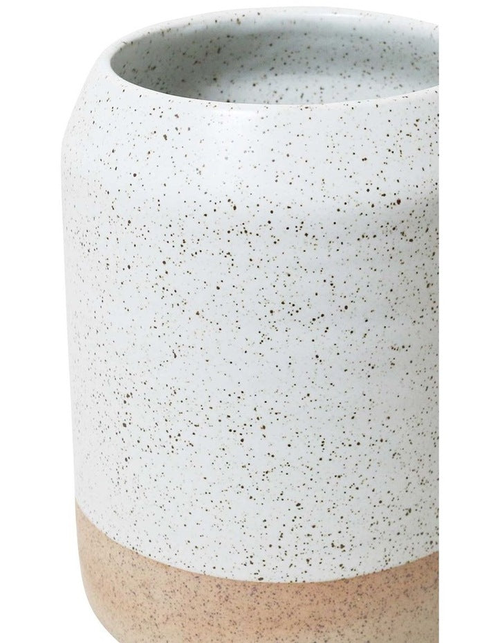 Natural Home Utensil Jar in White Speckle