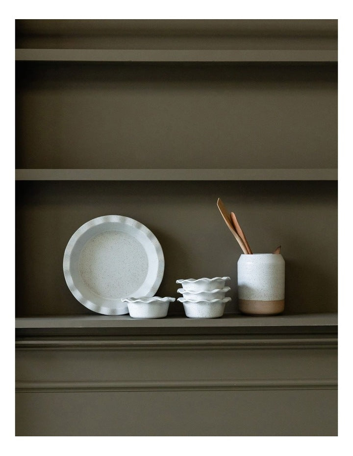 Natural Home Utensil Jar in White Speckle