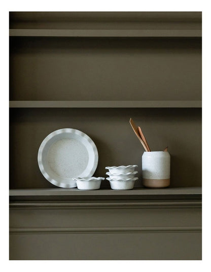 Natural Home Utensil Jar in White Speckle