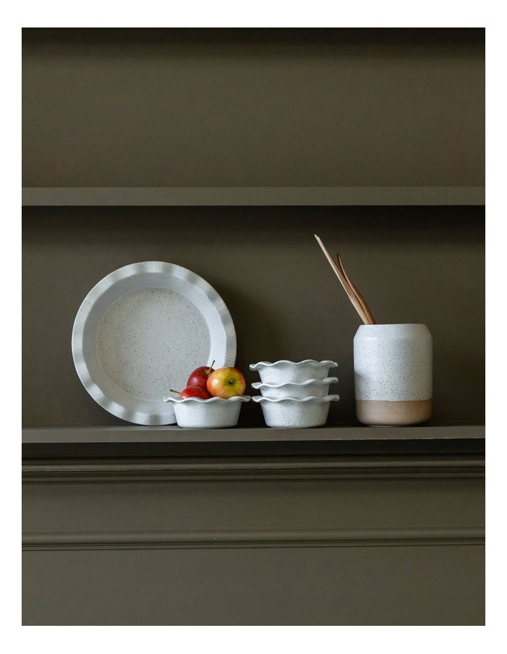 Natural Home Utensil Jar in White Speckle