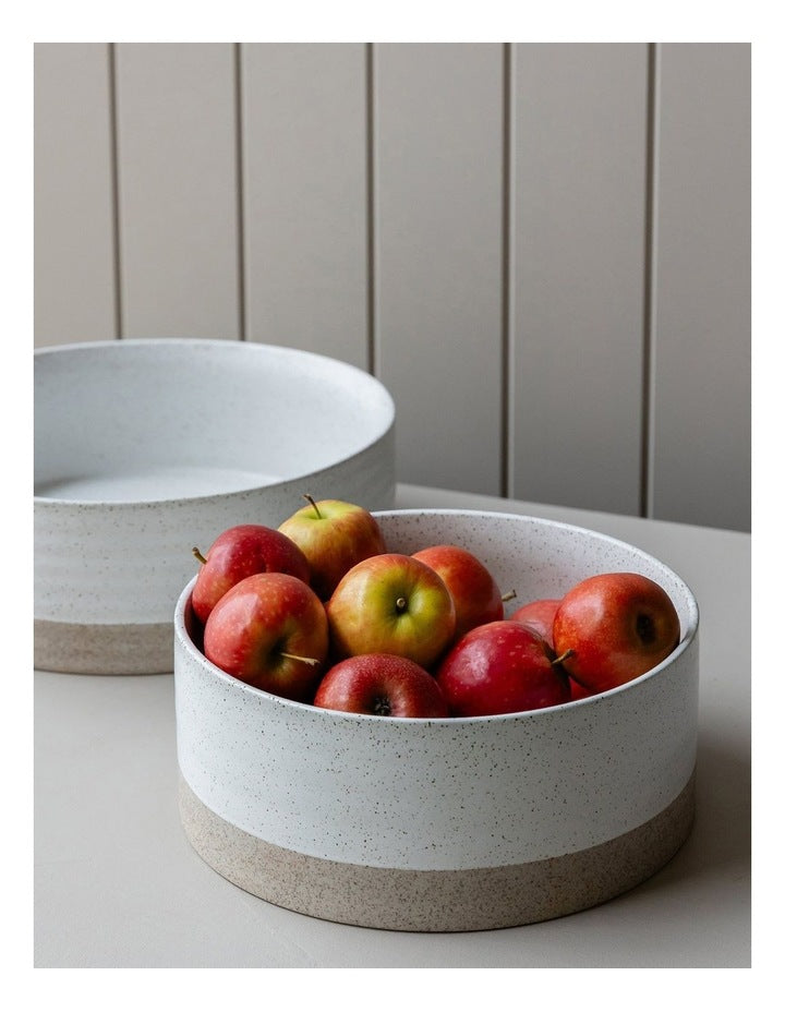 Natural Home Wheel Bowl Small 24cm in White Speckle