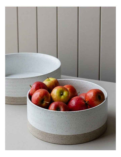 Natural Home Wheel Bowl Small 24cm in White Speckle