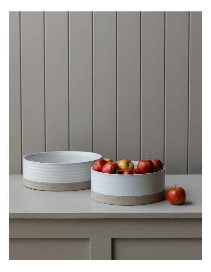 Natural Home Wheel Bowl Medium 30cm x 10cm in White Speckle