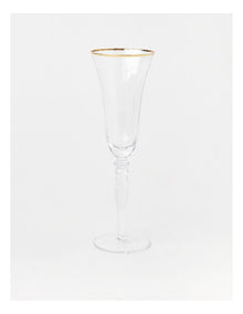 Gabrielle Champagne Glass Set of 4 Gold Rib in Clear