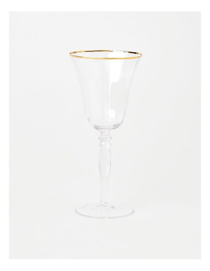 Gabrielle Wine Glass Set of 4 Gold Rib in Clear