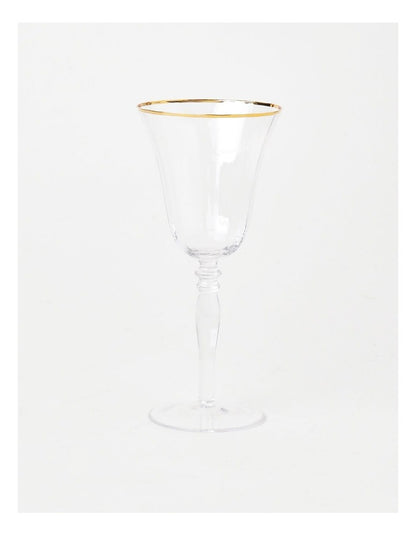 Gabrielle Wine Glass Set of 4 Gold Rib in Clear