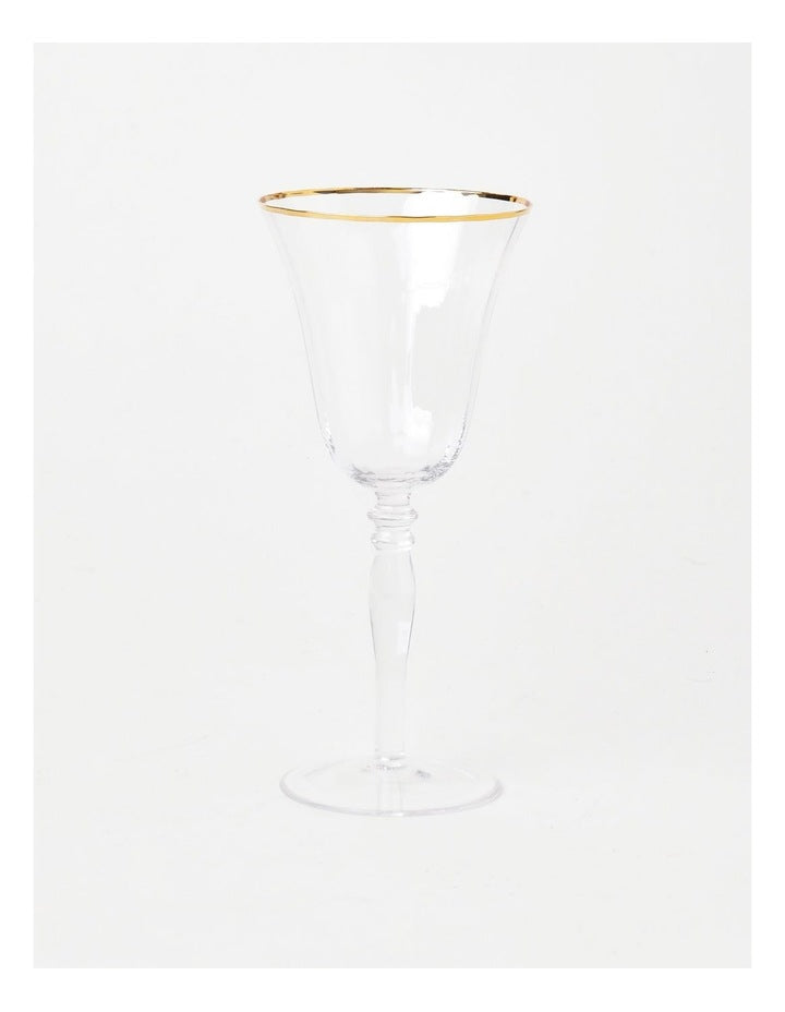 Gabrielle Wine Glass Set of 4 Gold Rib in Clear