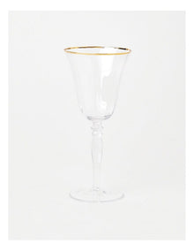 Gabrielle Wine Glass Set of 4 Gold Rib in Clear