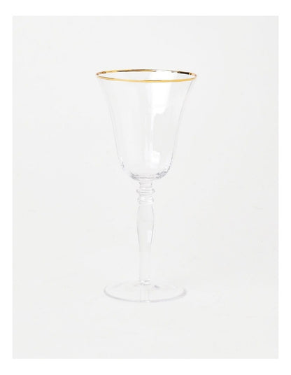 Gabrielle Wine Glass Set of 4 Gold Rib in Clear