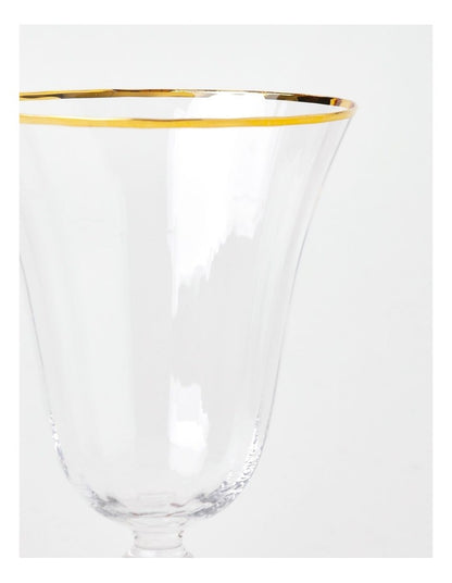 Gabrielle Wine Glass Set of 4 Gold Rib in Clear